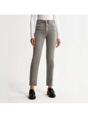 Abercrombie & Fitch The Ankle Straight Ultra High Rise Jean in Gray